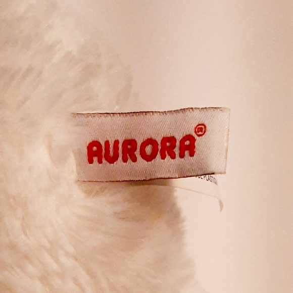 Aurora World White/Pink Bear Plush 10" With Textured Ribbed Heart And Feet - Picture 6 of 10